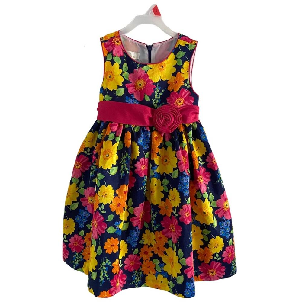 American Princess Dress Little Girl Size 4 Floral Spring Pink Flowers Easter
